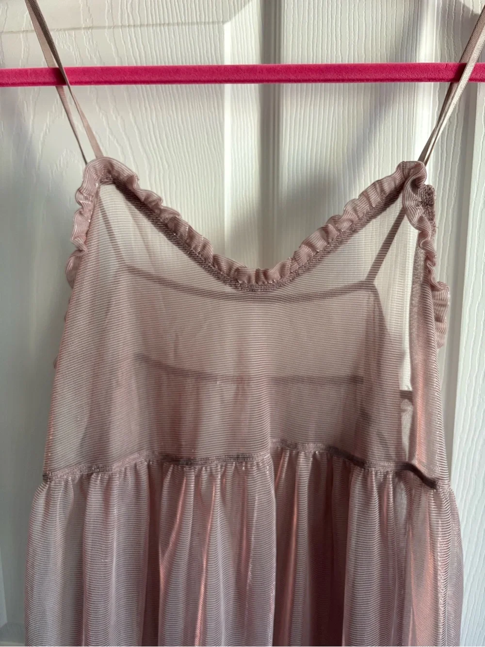 Sheer Sleeveless Pink Slip Dress